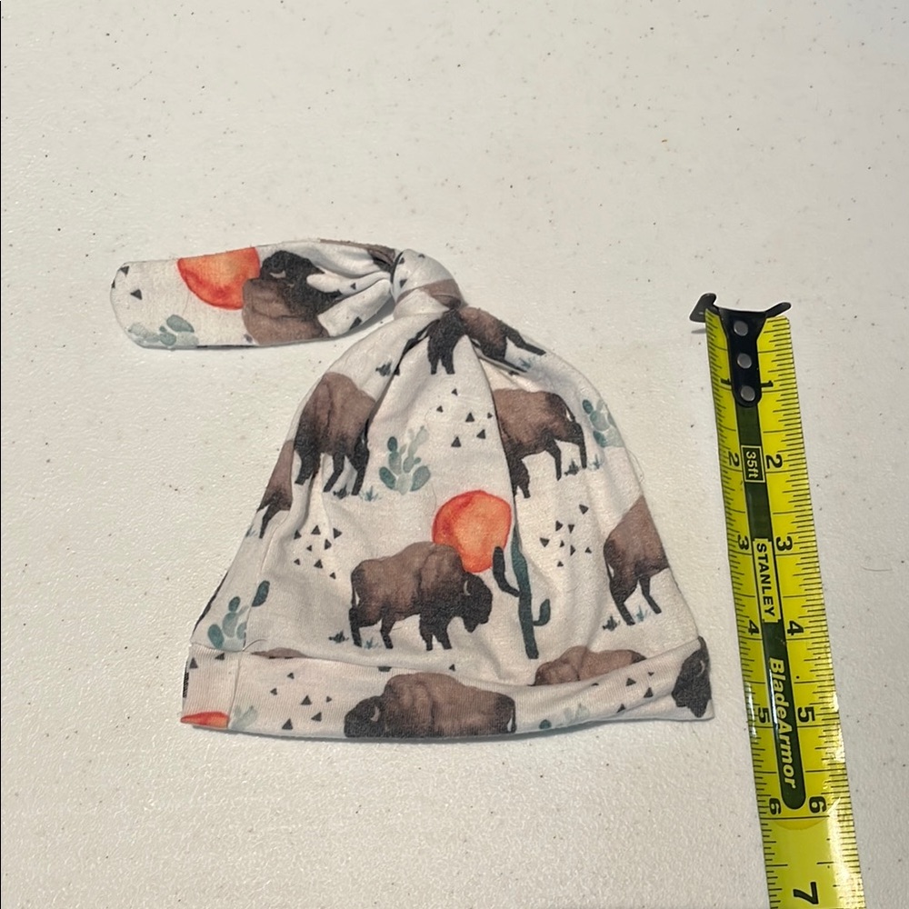 Copper Pearl Buffalo Print Infant Knot Hat